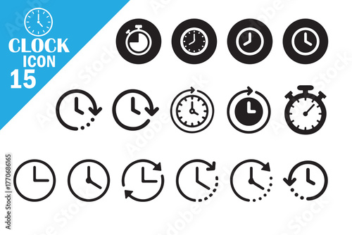 Stopwatch, Alarm, and Timer Vector Icons
