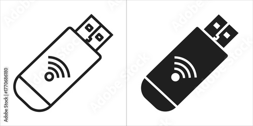 Wifi dongle vector icon in line and glyph style