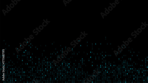 Binary code hud vector graphics for digital data flow and information technology concept. Tech background with copy space.