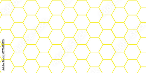 Honeycomb pattern with hexagon mesh. Texture bee comb grid. Net seamless pattern. Line vector illustration isolated on white background.