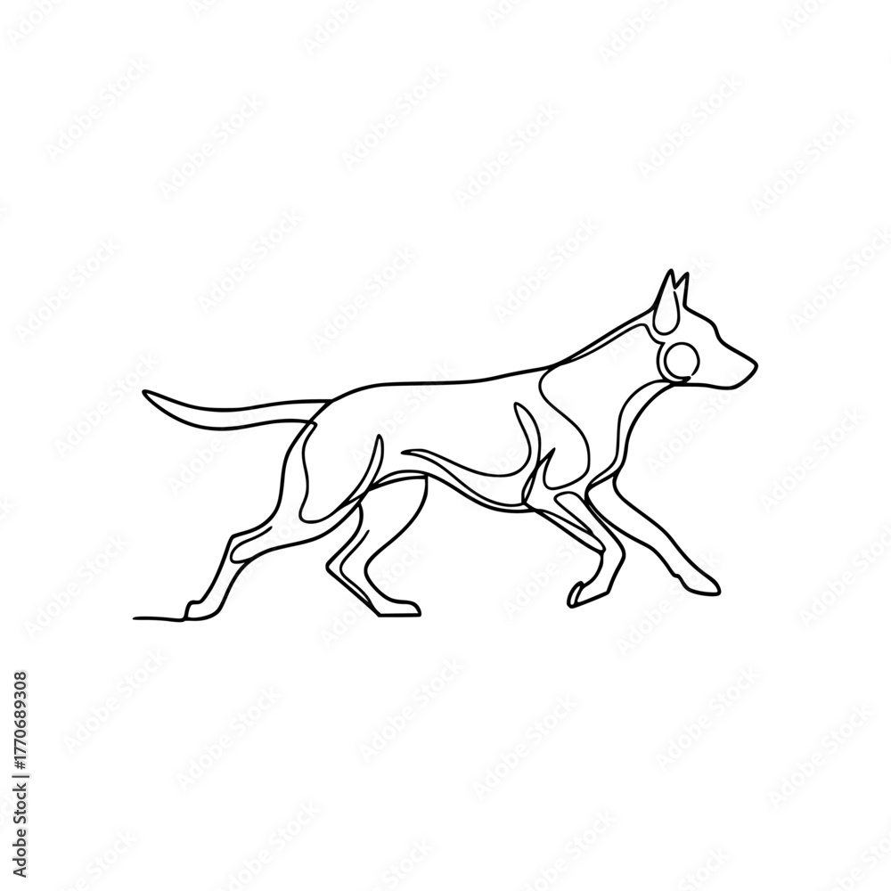 Obraz premium Dynamic black and white illustration of a dog in motion on a clean background