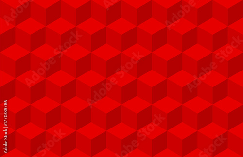 Seamles three dimensional red cubic pattern for background.
