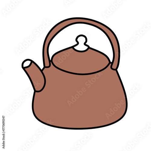 Old traditional metal teapot or teakettle isolated on a white background, perfect for hot tea or coffee beverage preparation in the kitchen