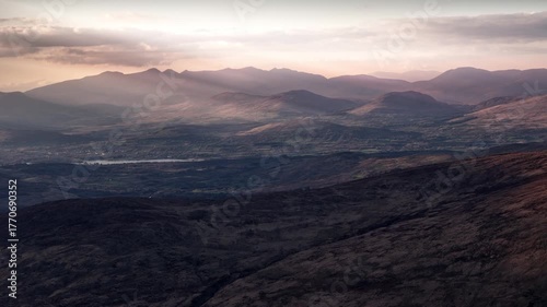 Timeless beauty, Irish mountains under a clear sky. Experience the tranquility and rugged charm of this unforgettable landscape. Suitable for various projects.