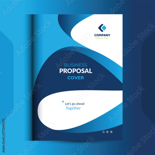 Blue Proposal cover Design Template concepts are adept for corporate Business	
