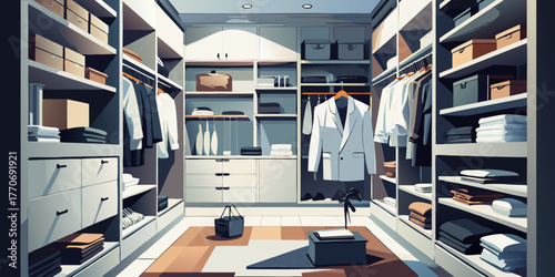 Modern office building in the city with technology and computer equipment on an interior desk and chair for business work