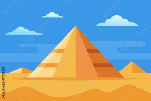 Cartoon pyramid in the distance vector illustration
