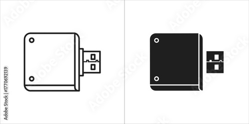 Compact flash card reader illustration, a vintage memory icon