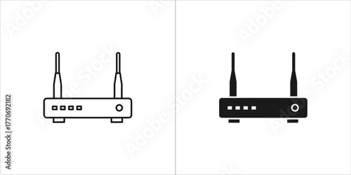 Black wireless router icon in flat style wifi vector illustration