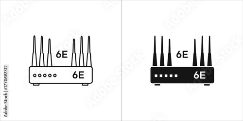 Wifi 6e router icon set, representing next generation connectivity