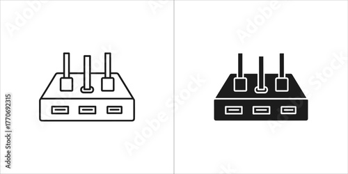 Wireless router icon set, representing network connectivity