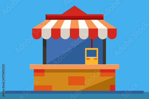 Cartoon newsstand on a corner scene vector illustration
