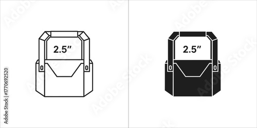 Black and white vector illustration of a 25 inch ssd