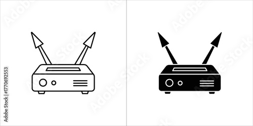 Router icon in outline and glyph style for web design