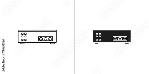 Network device icon in outline and glyph style for web design