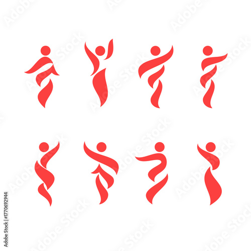 Vector logo design template. Set of abstract female silhouette icons. Symbol of feminine energy.