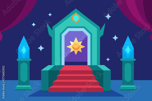 Cartoon fairy queen's throne room vector illustration