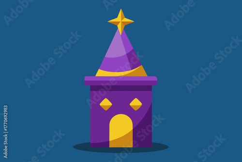 Cartoon wizard's potion tower vector illustration