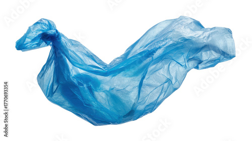 Single-use plastic bag blown by wind background isolated on a Transparent background, PNG file.