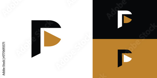 Modern and strong letter P initials logo design