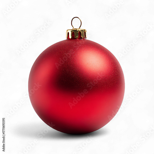 Red matte christmas ornament isolated on transparent background