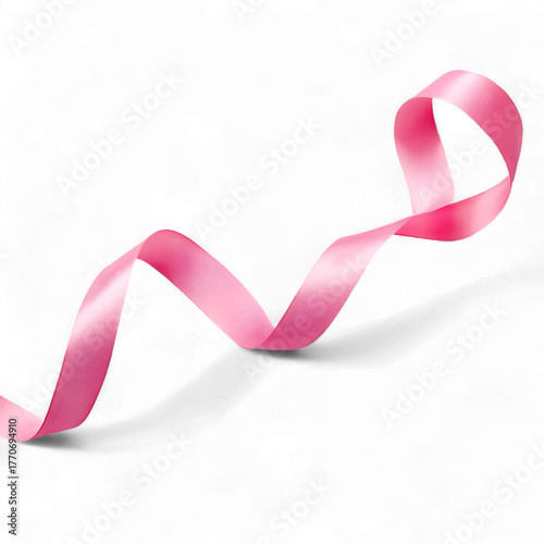 A flowing pink ribbon isolated on transparent background