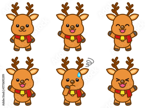 	かわいいトナカイのイラスト素材セット3