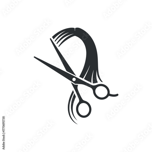 Salon Scissors Cutting Hair Vector Icon: Professional Haircut Art