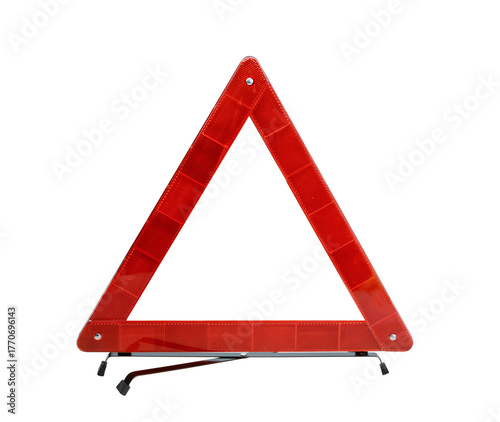 Car warning triangle isolated on white.