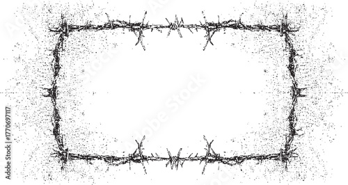 Barbed wire frame with speckled background border sharp