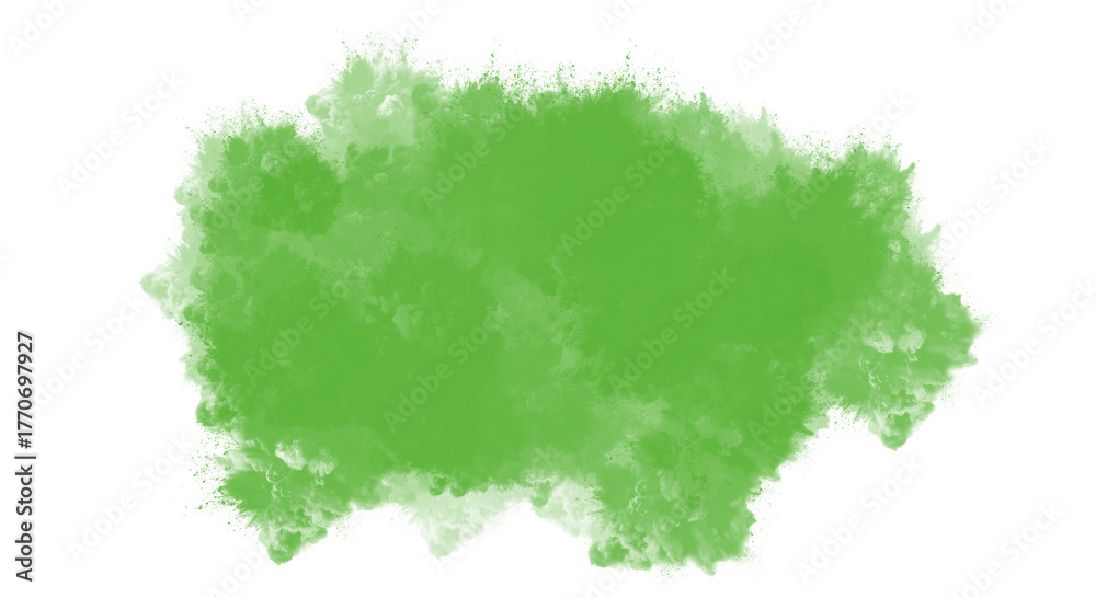 Obraz premium A vibrant green watercolor stain isolated on transparent background, perfect for adding a touch of nature and freshness to your designs and illustrations