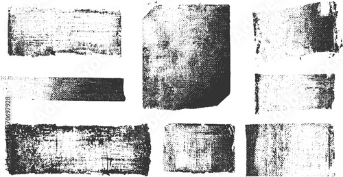 Black white textured grunge overlays vector