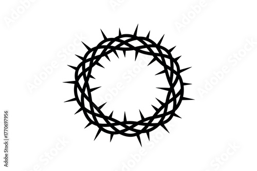 A crown of thorns symbolizes sacrifice and suffering in religious context.