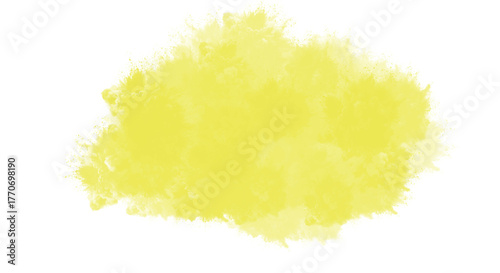 A cheerful yellow watercolor stain isolated on transparent background, ideal for bringing a sense of warmth and optimism to your creative projects and artwork