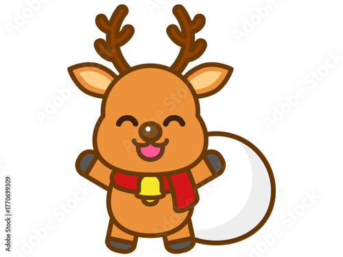 プレゼントを持ったかわいいトナカイのイラスト素材