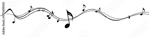 flowing melody: a whimsical arrangement of musical notes on undulating lines