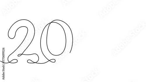 Continuous line drawn inscription for 2026 year animated video.