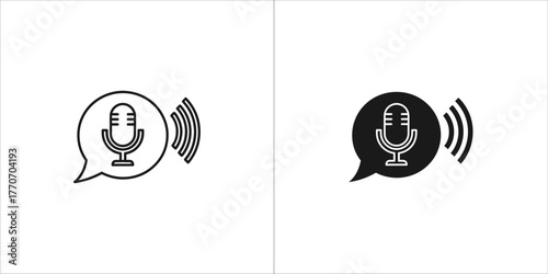 Voice message outline and glyph icons for communication