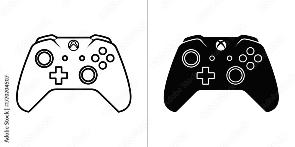 Fotografie Black and white xbox controller icon for video game console