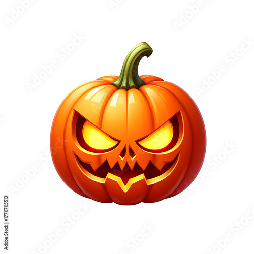 Creepy Pumpkin with Fiery Eyes  PNG