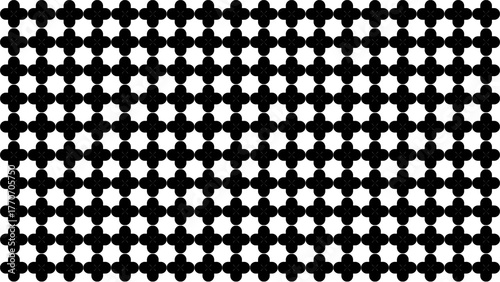 Wallpaper Mural Seamless High-Contrast Geometric Tiling Pattern with Black Quatrefoil Shapes Torontodigital.ca