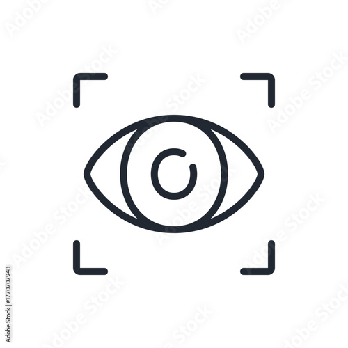 Eye scan editable stroke outline icon isolated on white background flat vector illustration. Pixel perfect. 64 x 64.