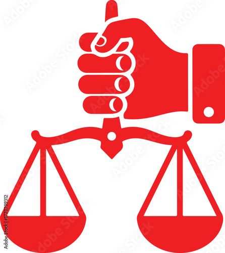 Hand holding scales of justice symbolizing fairness law legal authority and balance