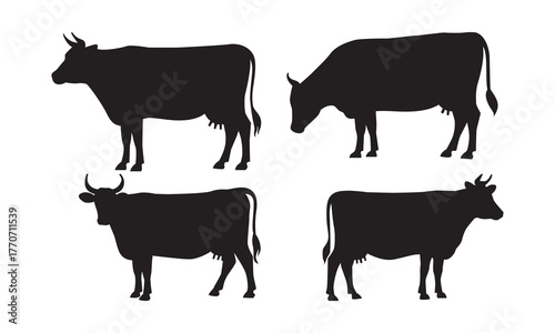 cow silhouettes, Collection of Black Cow Silhouettes