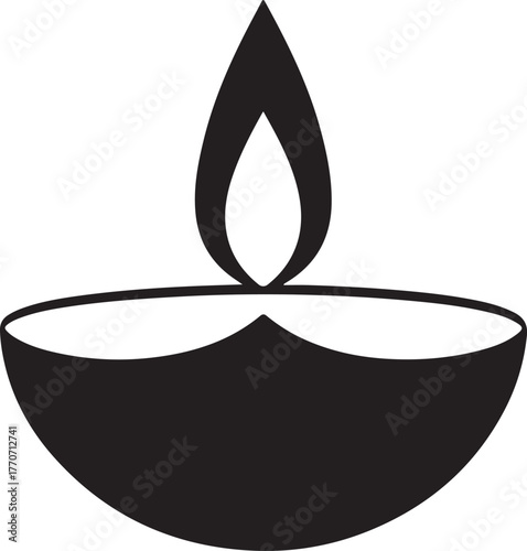Diya oil lamp with flame for festival celebration vector