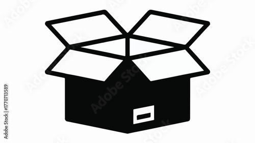 Open black box icon with white label vector