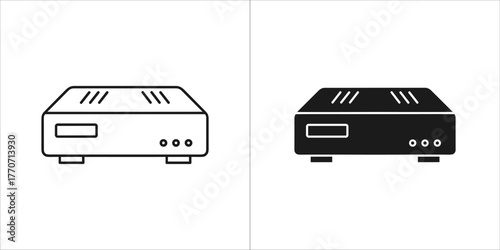 Black line set top box icon television media center