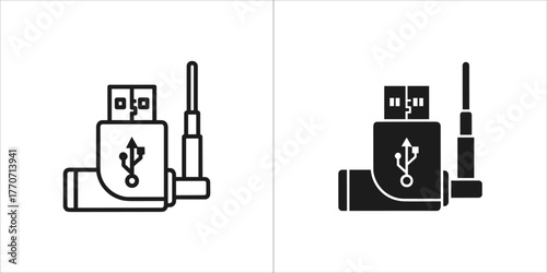 Illustration of a usb adapter with antenna in vector format