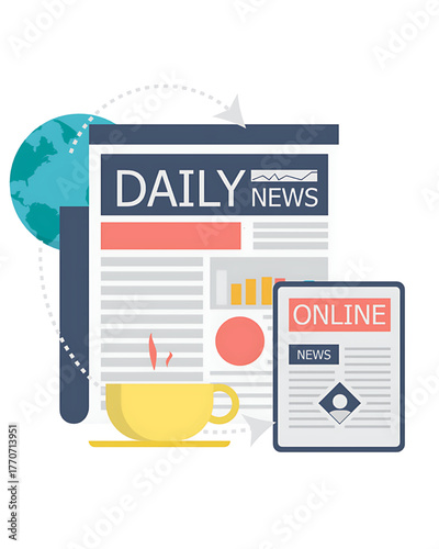 Daily News and Online Updates, Global Media, Graphic Design, Modern Environment