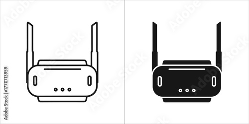 Illustration of a vr headset with antenna in vector format